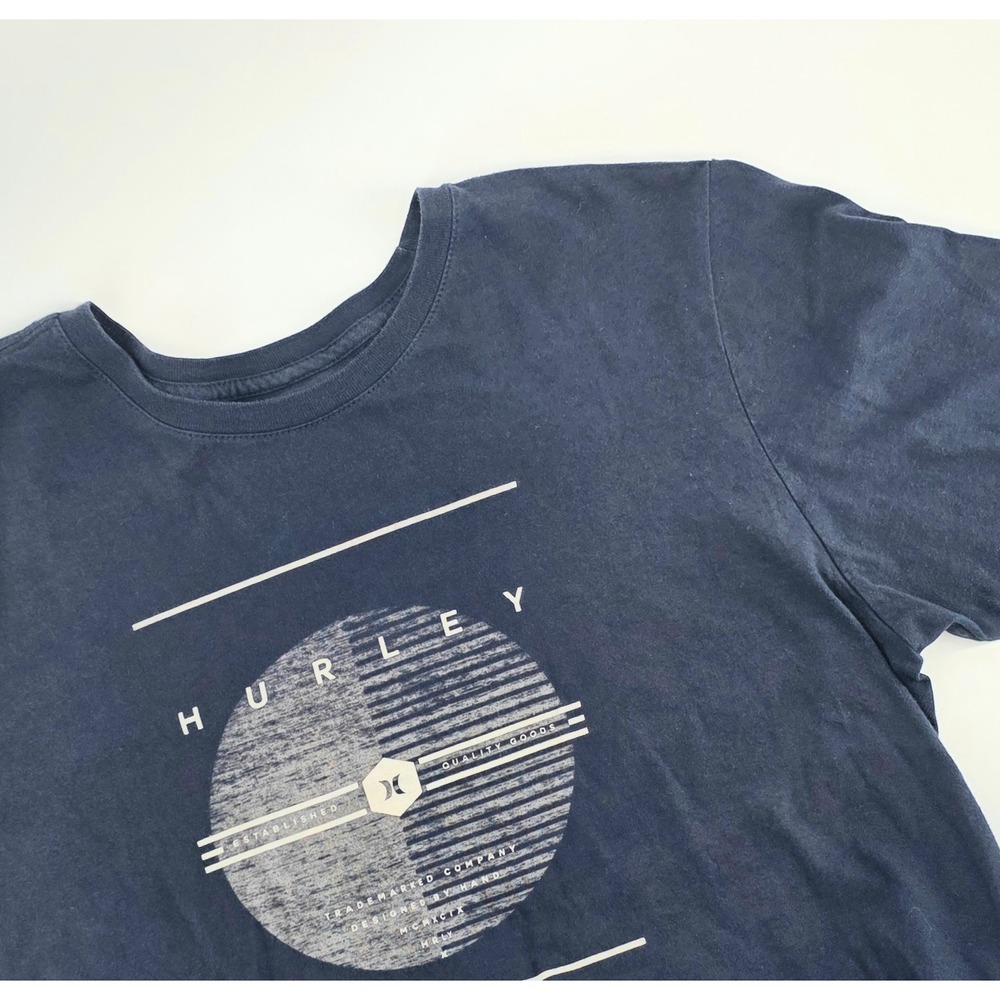 Hurley Short Sleeve T-Shirt Size Large Mens Navy Blue Casual Graphic Print